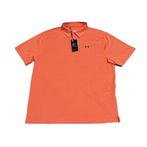 Under Armour Playoff Polo Heat Gear Orange Striped Men’s XL Loose Golf - NWT